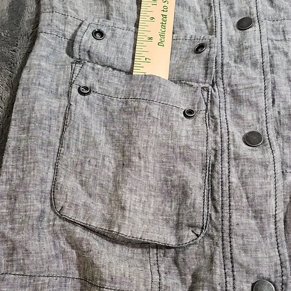 Caslon 100% Linen Charcoal Gray Snap Jacket Utility Shacket Size XS - Picture 5 of 8